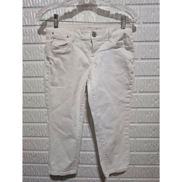 The Limited Women's White Solid Mid-Rise Denim Crop Pants Size 2P - Picture 1 of 6